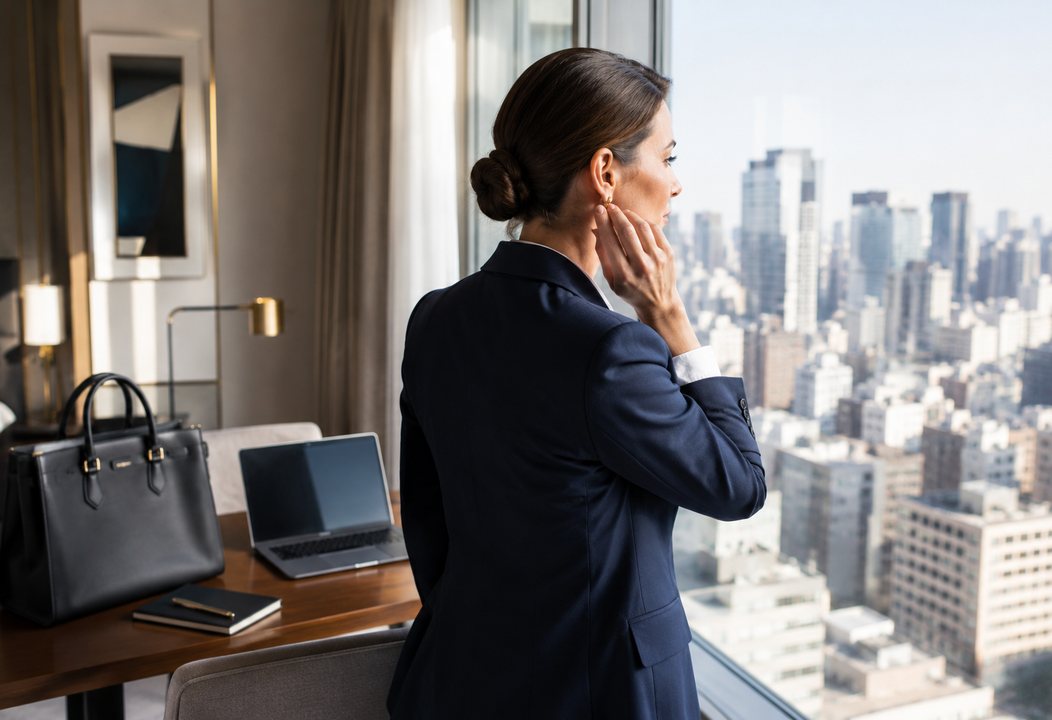 Business traveller in a Tokyo hotel room